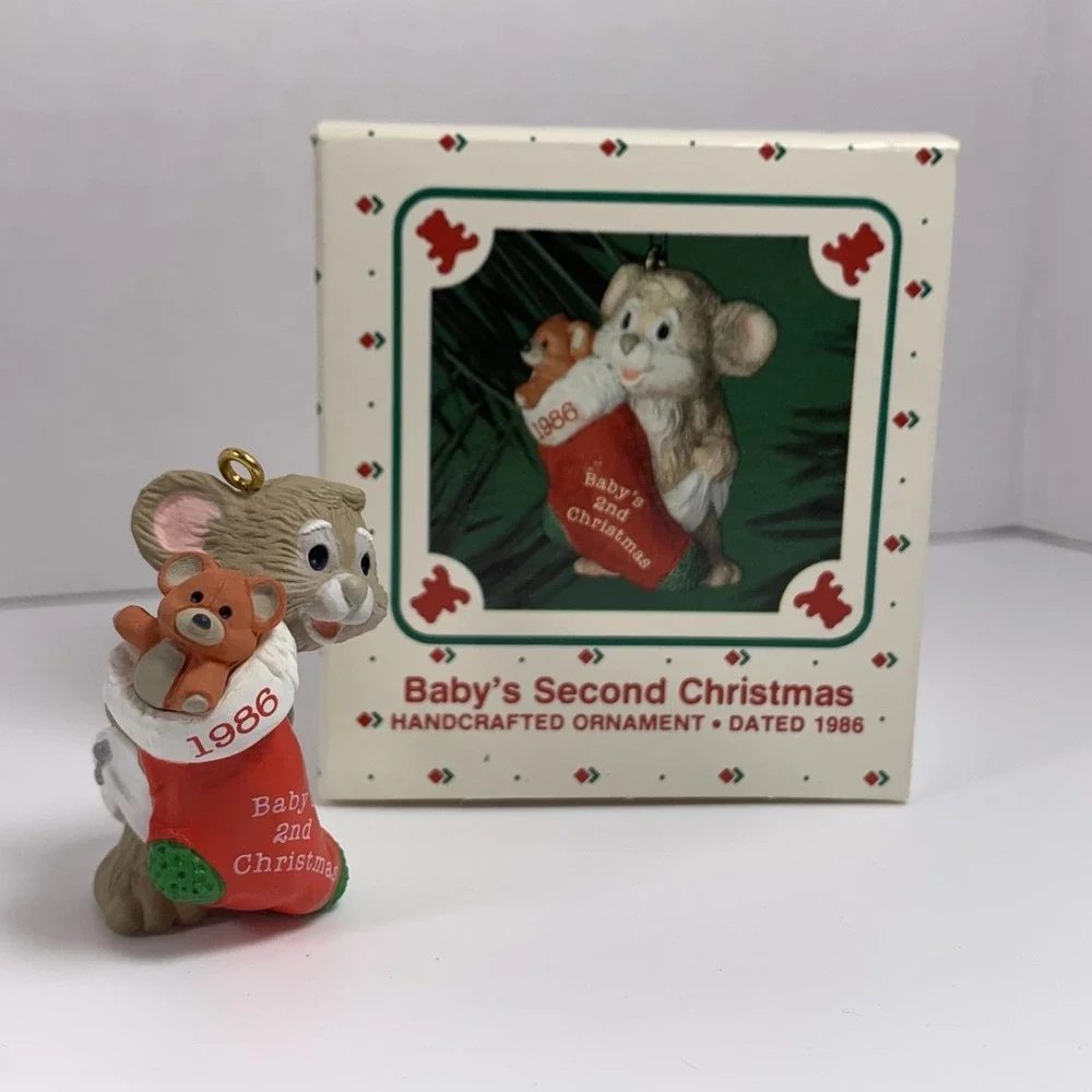 Hallmark  1986 Vintage‎ Keepsake Ornamen Baby' Second Christmas Mouse